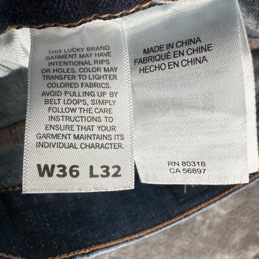 Lucky Brand 410 Athletic Slim Jeans Mens 36x32 Dark Wash Blue Denim Pants - Picture 6 of 9